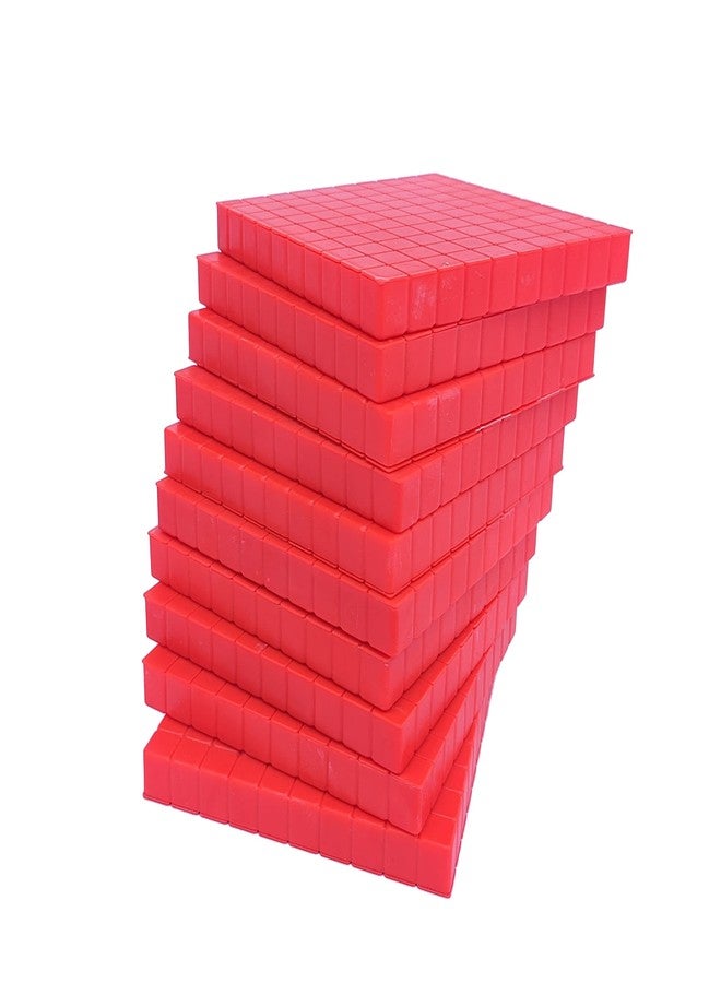 StepsToDo 131 Pieces Base Ten Blocks Kit. with Place Value Mats and Activity Booklet. Teaching Aid. Build Solid Foundation of Number Sense and Place Value. Place Value Blocks. (Red)(Without Cube) - Image 2